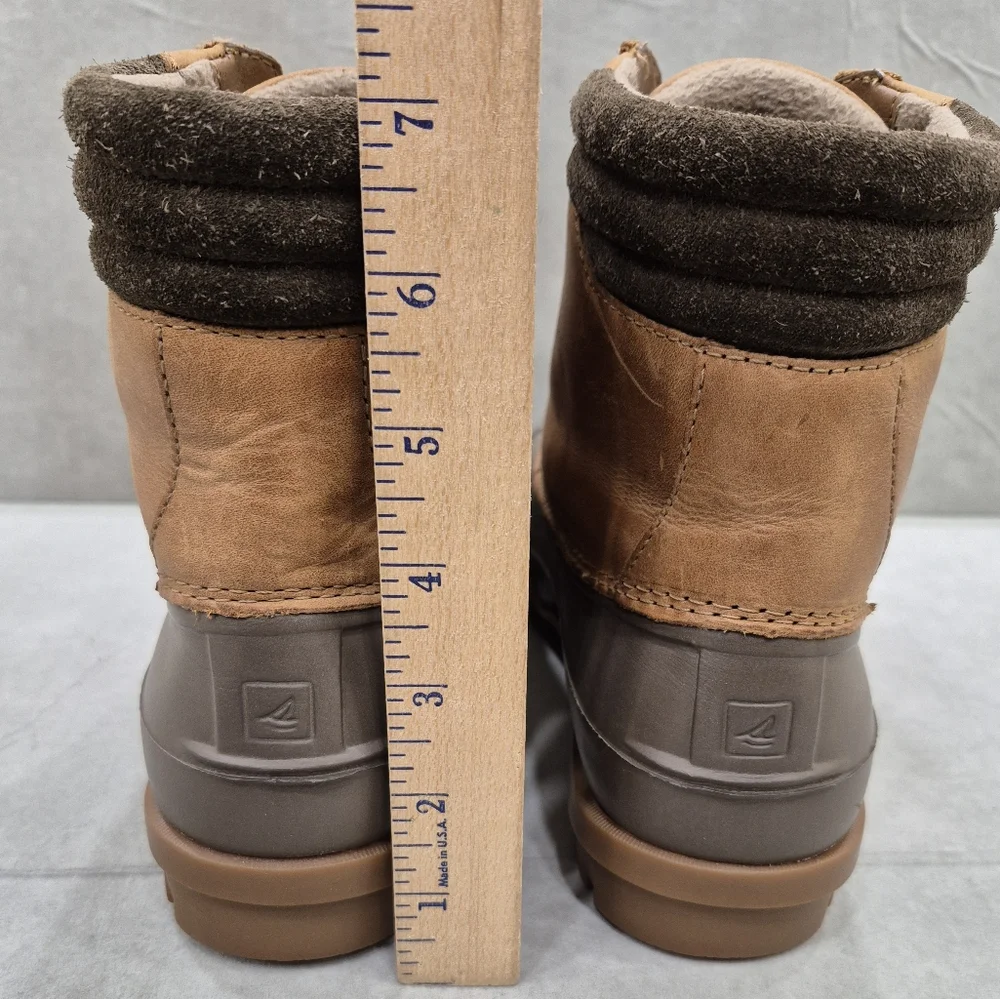 Sperry Top Sider duck boots men's 8 taupe brown leather shaft waterproof